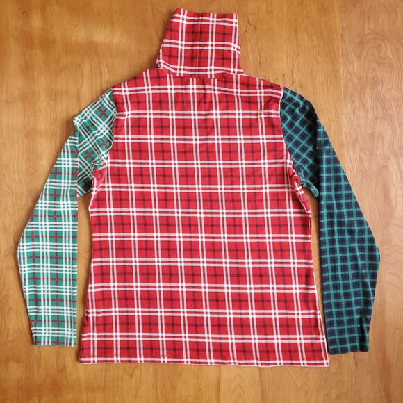 Lands End Plaid Turtleneck Womens L 14-16 Red Green Colorblock Lightweight - Picture 6 of 11